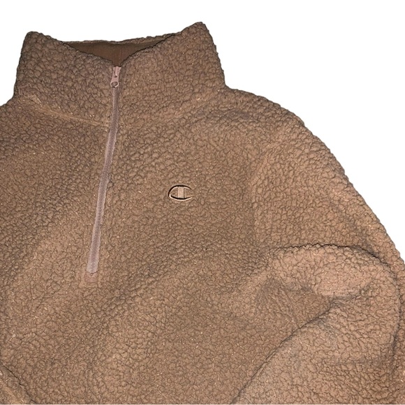 Champion 1/2 Zip Teddy Oversized Fluffy Sweater Size Small - Picture 4 of 6